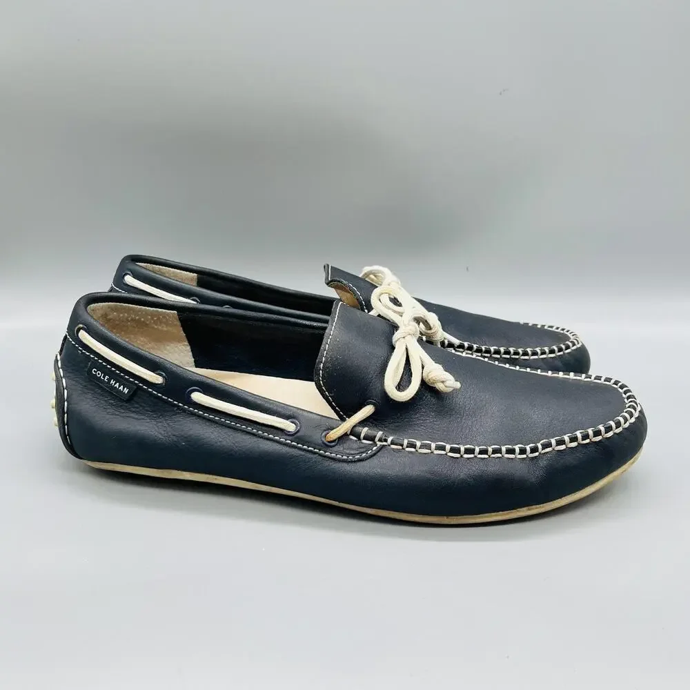 Cole Haan Shoes Mens 12 Blue Leather Grand OS Driving Moc Loafers Casual Comfort